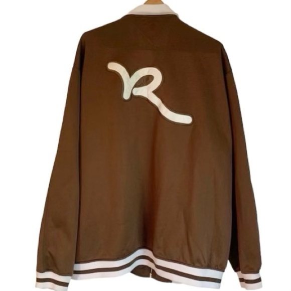 Vintage Authentic Rocawear Brown & White Diagonal Mesh Windbreaker, [Sz 3XL] - Picture 13 of 15